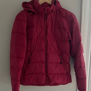 Lands' End Cranberry Puffer coat